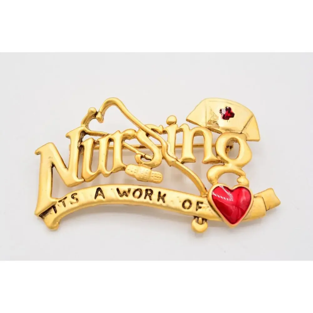 Danecraft Vintage Caregiver Nurse Pin Brooch Nursing Work Of Heart NOS 80s BinA9